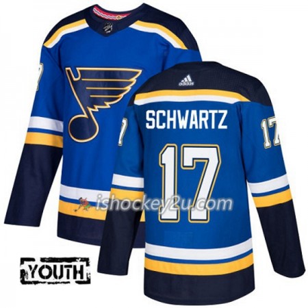 Børn NHL St. Louis Blues Trøje Jaden Schwartz 17 Adidas 2017-2018 Blå Authentic